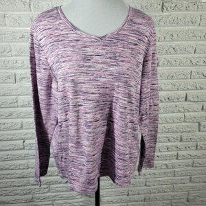 Croft Barrow Womens Top XXL Plus Tee Classic Long Sleeve Pink Heather A15E